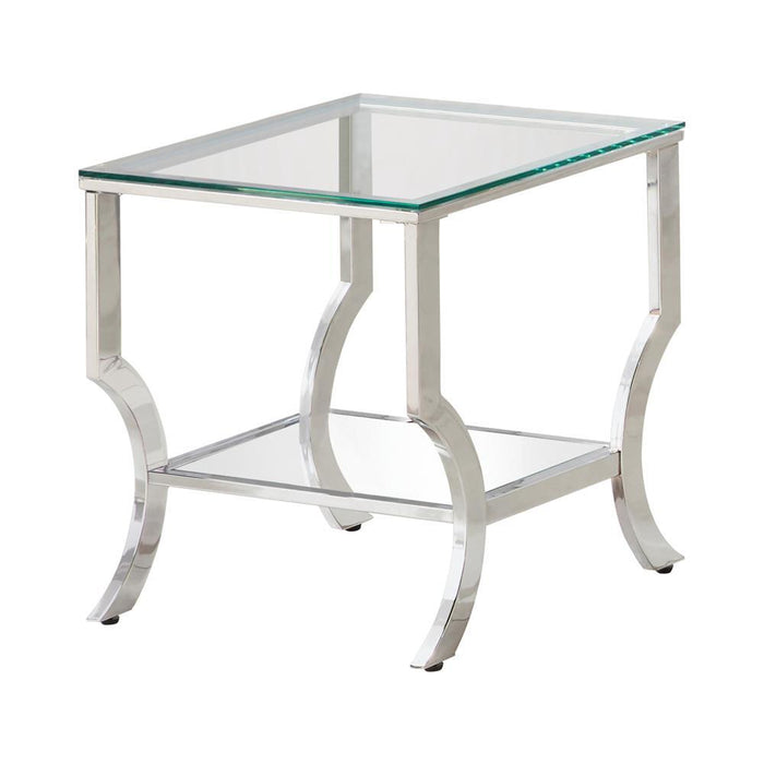 Saide Square End Table with Mirrored Shelf Chrome - Tony’s Furniture Store & Linen (GA) - Multi Location