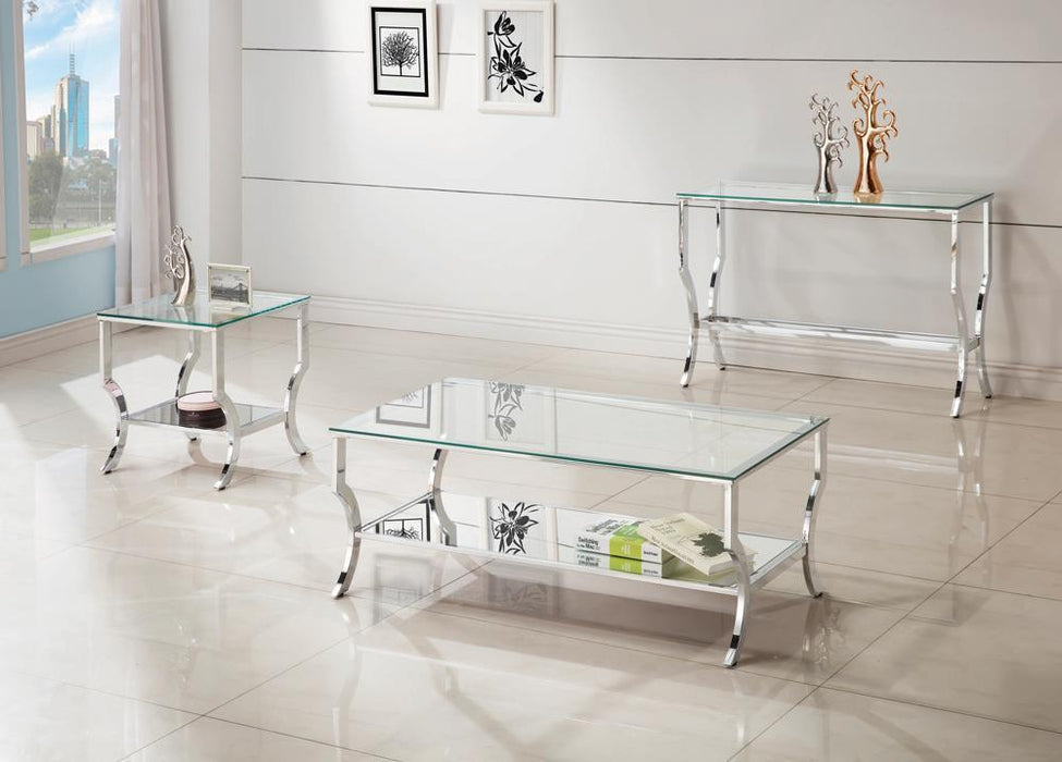 Saide Rectangular Coffee Table with Mirrored Shelf Chrome - Tony’s Furniture Store & Linen (GA) - Multi Location