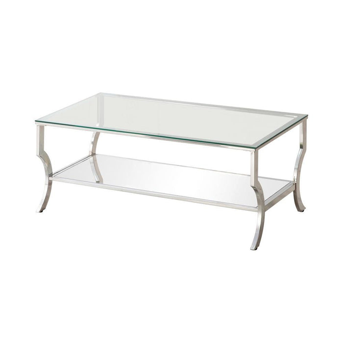 Saide Rectangular Coffee Table with Mirrored Shelf Chrome - Tony’s Furniture Store & Linen (GA) - Multi Location