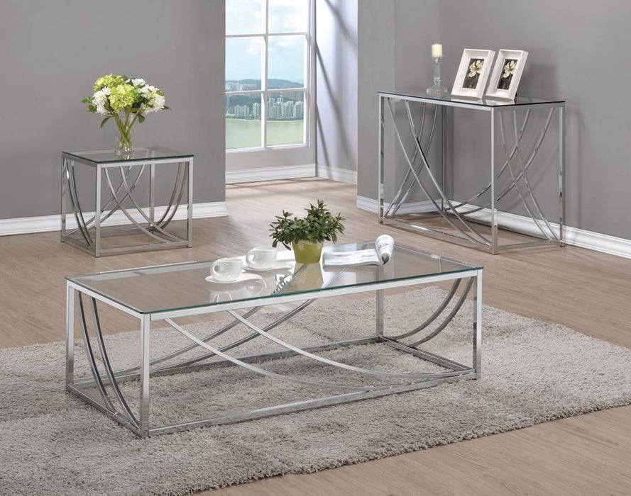 Lille Glass Top Rectangular Sofa Table Accents Chrome - Tony’s Furniture Store & Linen (GA) - Multi Location