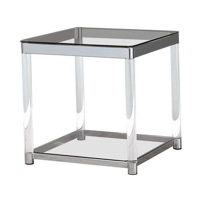 Anne End Table with Lower Shelf Chrome and Clear - Tony’s Furniture Store & Linen (GA) - Multi Location