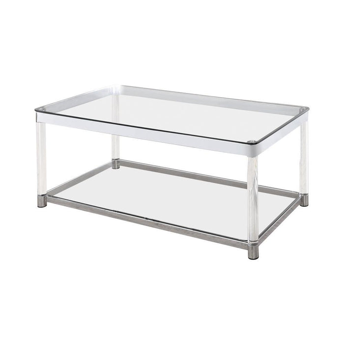 Anne Coffee Table with Lower Shelf Chrome and Clear - Tony’s Furniture Store & Linen (GA) - Multi Location