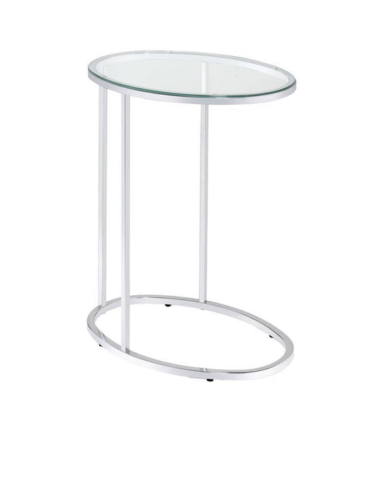 Kyle Oval Snack Table Chrome and Clear - Tony’s Furniture Store & Linen (GA) - Multi Location