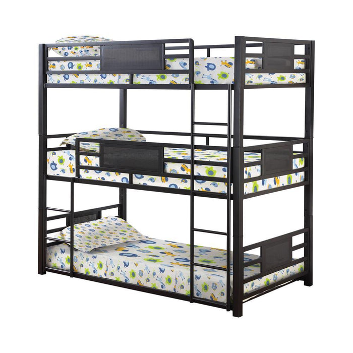 Rogen Twin Triple Bunk Bed Dark Bronze - Tony’s Furniture Store & Linen (GA) - Multi Location
