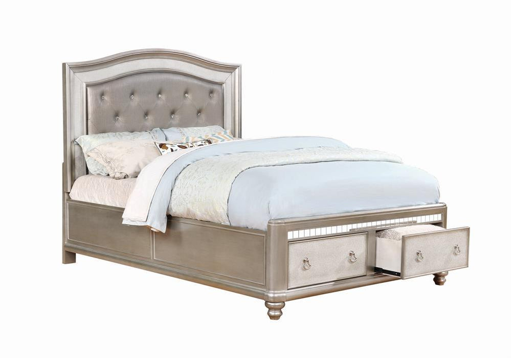 Bling Game Upholstered Storage Eastern King Bed Metallic Platinum - Tony’s Furniture Store & Linen (GA) - Multi Location