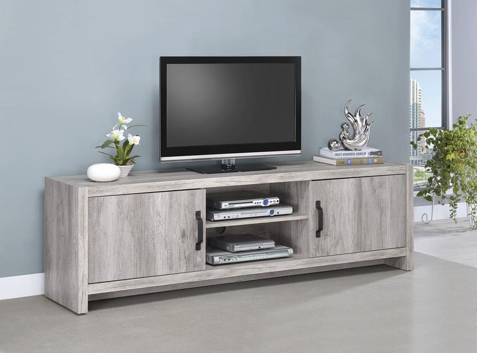 Burke 2-drawer TV Console Grey Driftwood - Tony’s Furniture Store & Linen (GA) - Multi Location