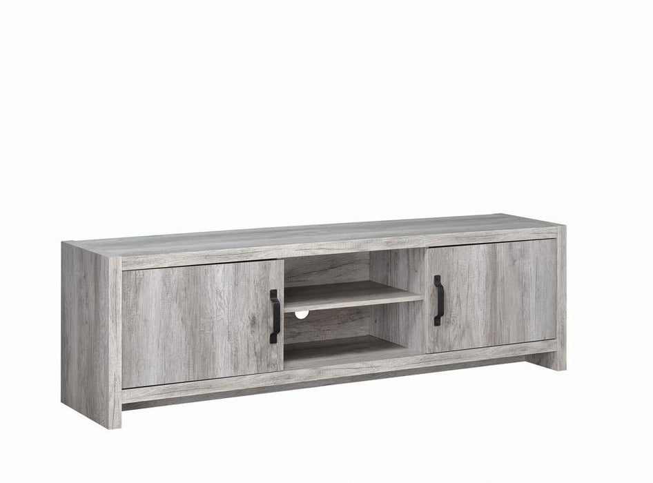 Burke 2-drawer TV Console Grey Driftwood - Tony’s Furniture Store & Linen (GA) - Multi Location
