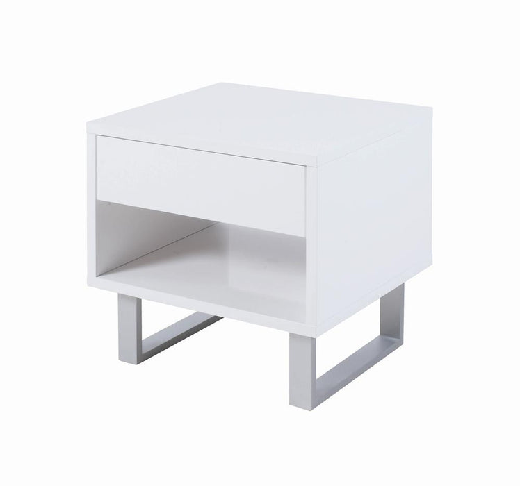 Atchison 1-drawer End Table High Glossy White - Tony’s Furniture Store & Linen (GA) - Multi Location