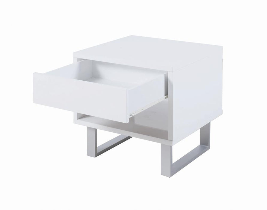 Atchison 1-drawer End Table High Glossy White - Tony’s Furniture Store & Linen (GA) - Multi Location