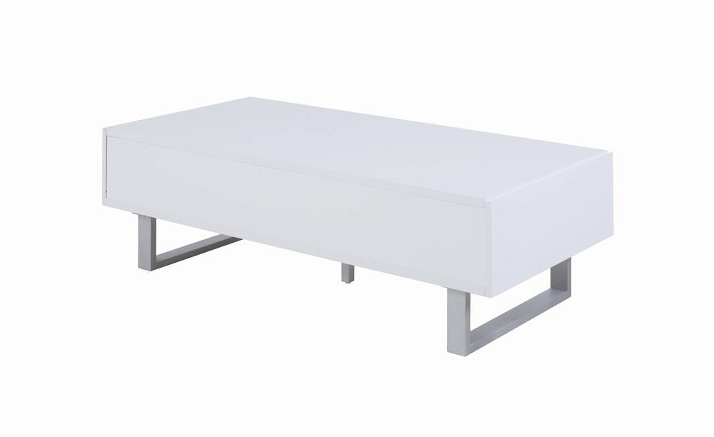 Atchison 2-drawer Coffee Table High Glossy White - Tony’s Furniture Store & Linen (GA) - Multi Location