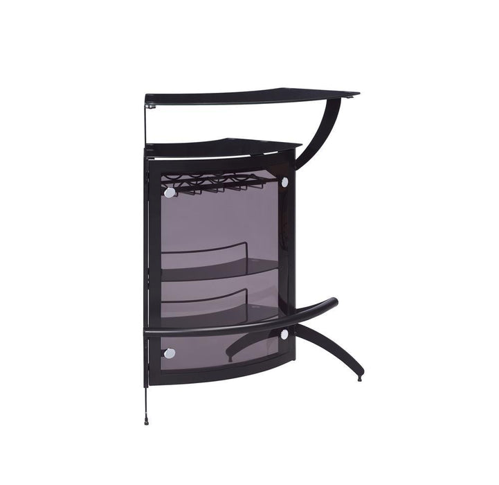 Dallas 2-shelf Home Bar Smoked and Black Glass - Tony’s Furniture Store & Linen (GA) - Multi Location