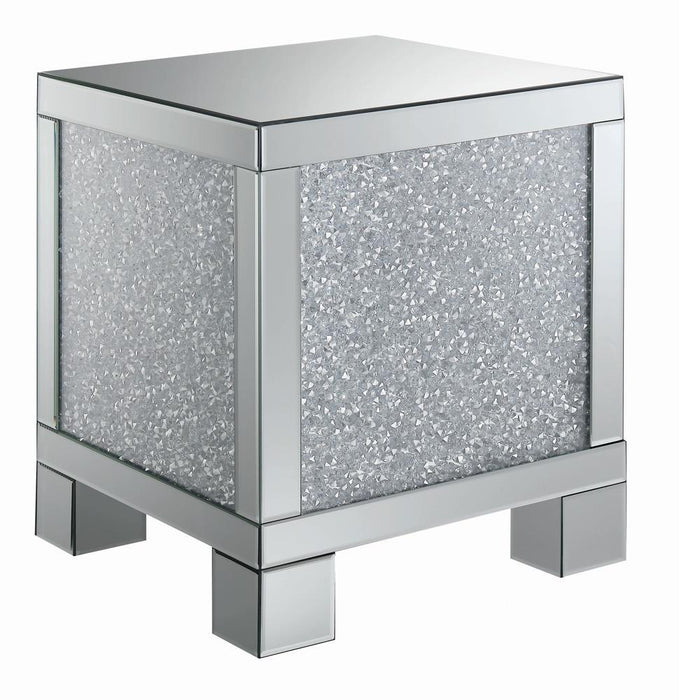 Gillian Square End Table Silver and Clear Mirror - Tony’s Furniture Store & Linen (GA) - Multi Location