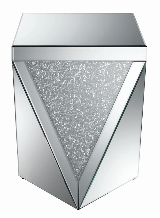 Amore Square End Table with Triangle Detailing Silver and Clear Mirror - Tony’s Furniture Store & Linen (GA) - Multi Location