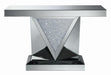 Amore Rectangular Sofa Table with Triangle Detailing Silver and Clear Mirror - Tony’s Furniture Store & Linen (GA) - Multi Location
