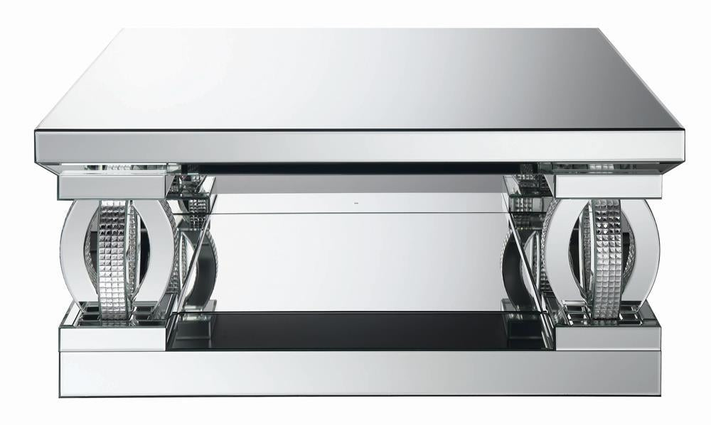 Amalia Square Coffee Table with Lower Shelf Clear Mirror - Tony’s Furniture Store & Linen (GA) - Multi Location