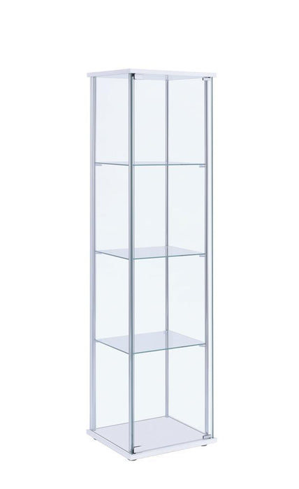 Bellatrix Rectangular 4-shelf Curio Cabinet White and Clear - Tony’s Furniture Store & Linen (GA) - Multi Location