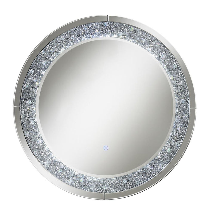 Lixue Round Wall Mirror with LED Lighting Silver - Tony’s Furniture Store & Linen (GA) - Multi Location