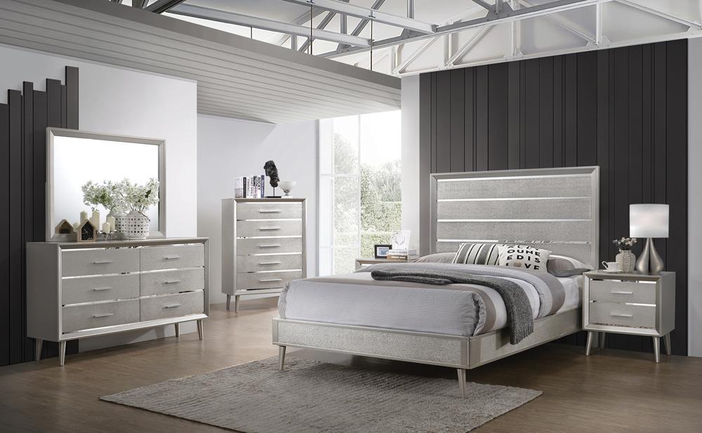 Ramon Eastern King Panel Bed Metallic Sterling - Tony’s Furniture Store & Linen (GA) - Multi Location