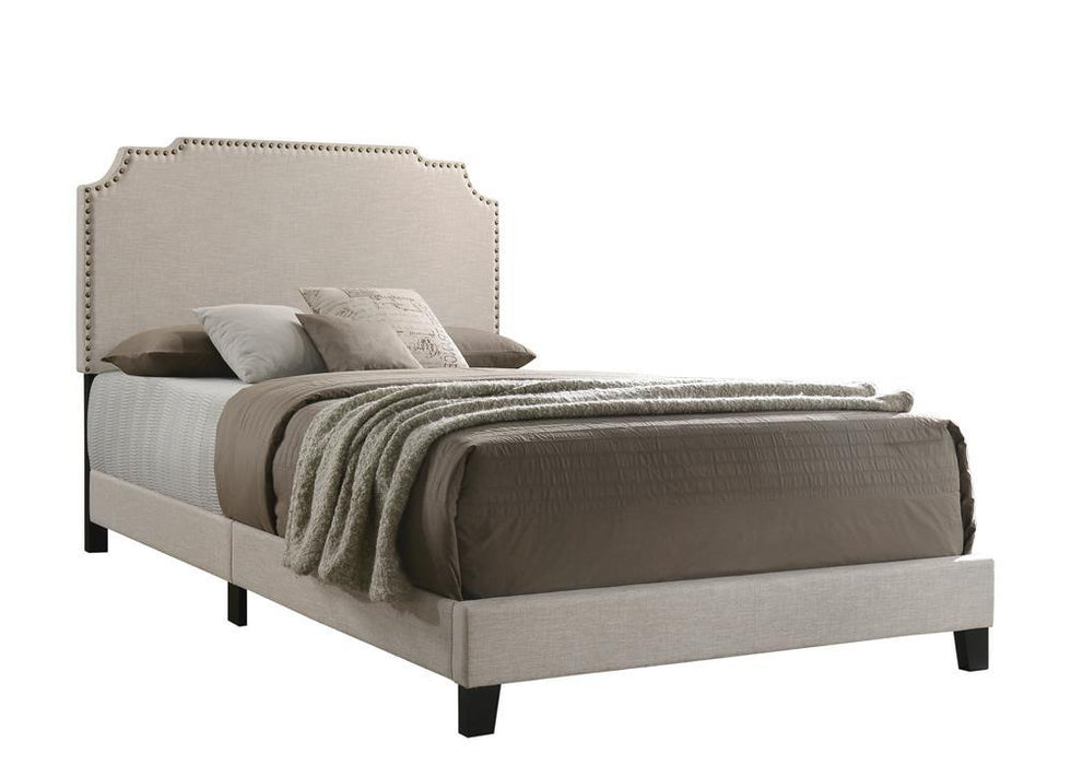 Tamarac Upholstered Nailhead Queen Bed Beige - Tony’s Furniture Store & Linen (GA) - Multi Location
