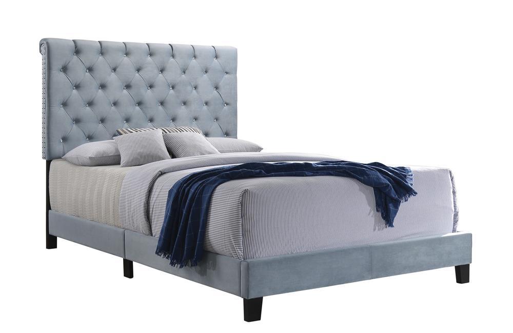 Warner Queen Upholstered Bed Slate Blue - Tony’s Furniture Store & Linen (GA) - Multi Location