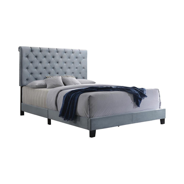 Warner Eastern King Upholstered Bed Slate Blue - Tony’s Furniture Store & Linen (GA) - Multi Location