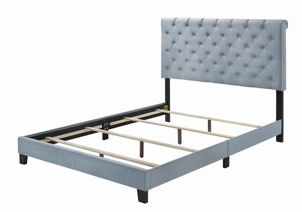 Warner Eastern King Upholstered Bed Slate Blue - Tony’s Furniture Store & Linen (GA) - Multi Location