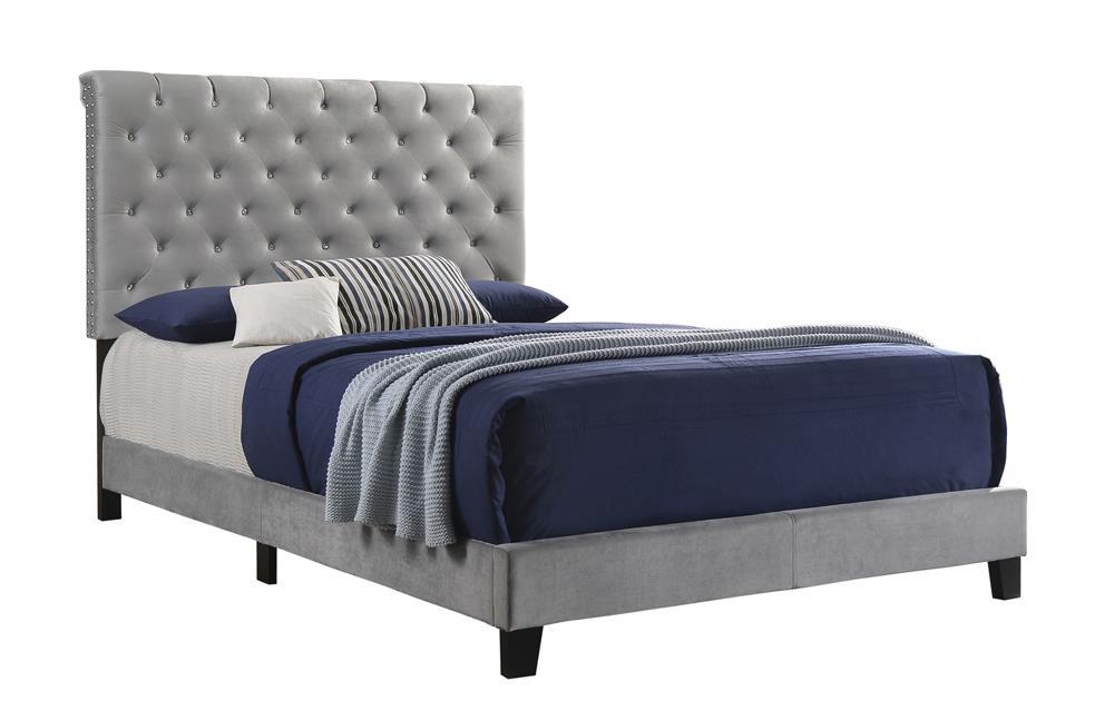 Warner Eastern King Upholstered Bed Grey - Tony’s Furniture Store & Linen (GA) - Multi Location