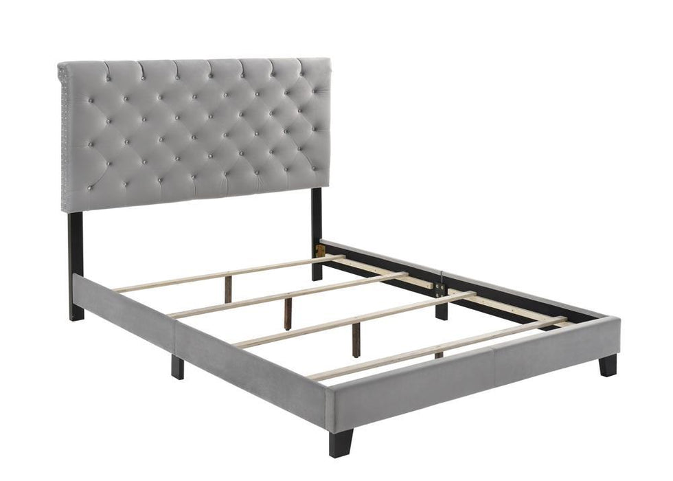 Warner Eastern King Upholstered Bed Grey - Tony’s Furniture Store & Linen (GA) - Multi Location