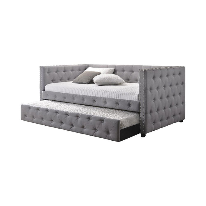 Mockern Tufted Upholstered Daybed with Trundle Grey - Tony’s Furniture Store & Linen (GA) - Multi Location