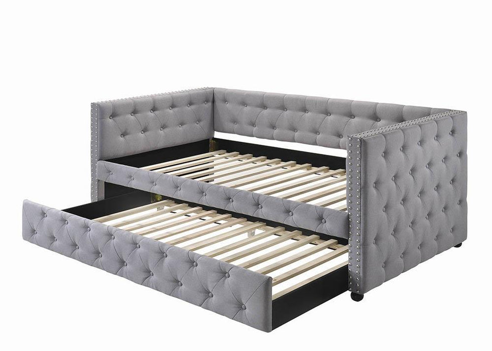 Mockern Tufted Upholstered Daybed with Trundle Grey - Tony’s Furniture Store & Linen (GA) - Multi Location