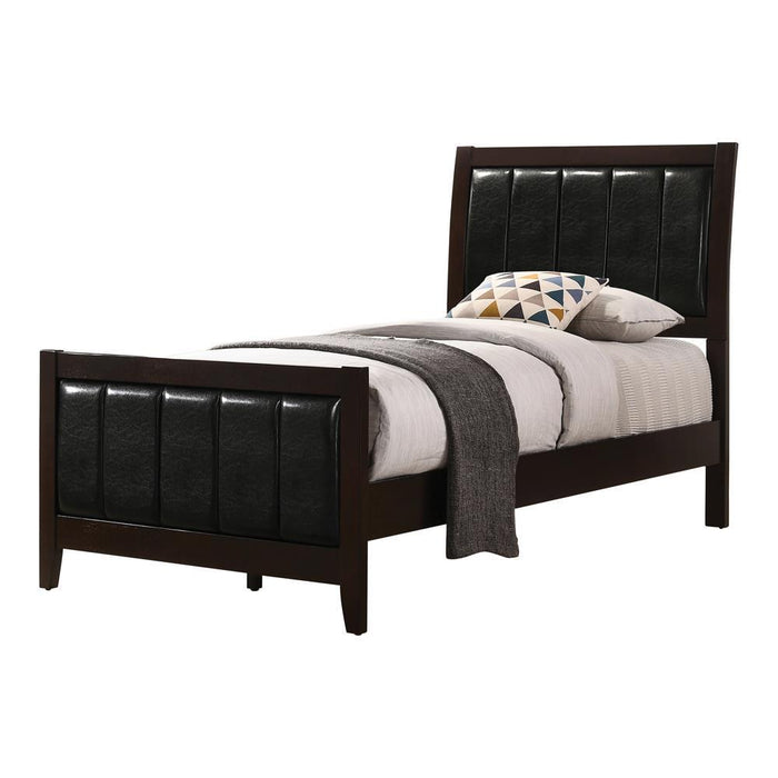 Carlton Twin Upholstered Panel Bed Cappuccino and Black - Tony’s Furniture Store & Linen (GA) - Multi Location