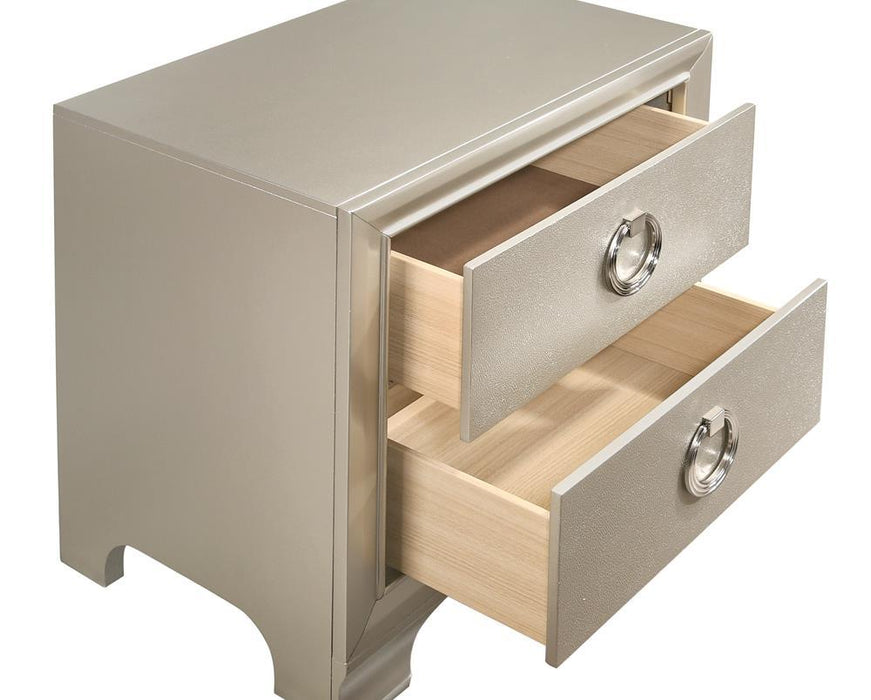 Salford 2-drawer Nightstand Metallic Sterling - Tony’s Furniture Store & Linen (GA) - Multi Location