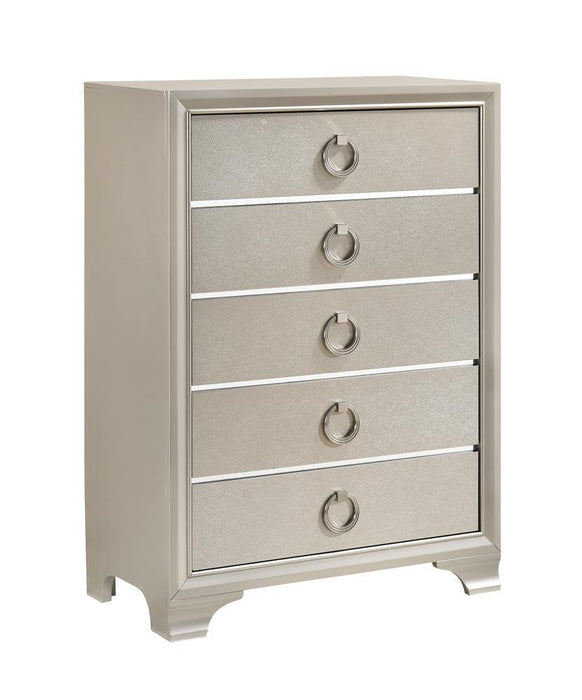 Salford 5-drawer Chest Metallic Sterling - Tony’s Furniture Store & Linen (GA) - Multi Location