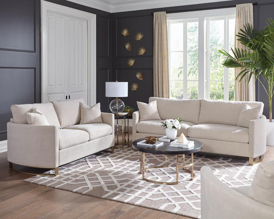 Corliss Upholstered Arched Arms Sofa Beige - Tony’s Furniture Store & Linen (GA) - Multi Location