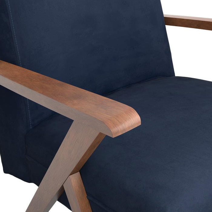 Cheryl Wooden Arms Accent Chair Dark Blue and Walnut - Tony’s Furniture Store & Linen (GA) - Multi Location