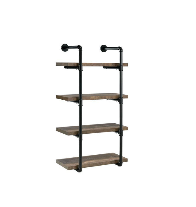 Elmcrest 24-inch Wall Shelf Black and Rustic Oak - Tony’s Furniture Store & Linen (GA) - Multi Location