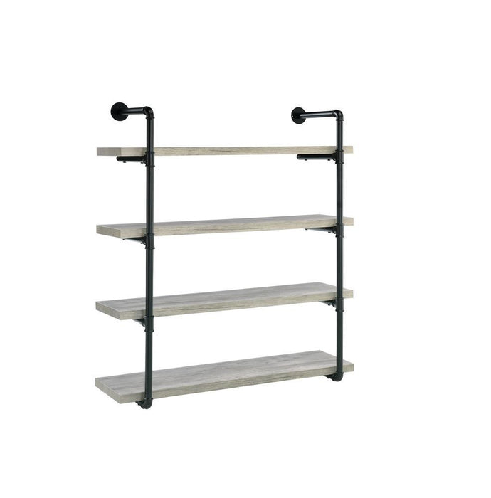 Elmcrest 40-inch Wall Shelf Black and Grey Driftwood - Tony’s Furniture Store & Linen (GA) - Multi Location