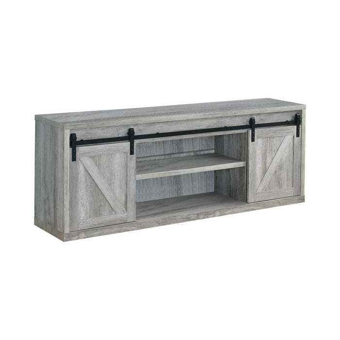 Brockton 71-inch 3-shelf Sliding Doors TV Console Grey Driftwood - Tony’s Furniture Store & Linen (GA) - Multi Location