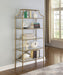 Serena 5-tier Tempered Glass Shelves Bookcase Matte Gold - Tony’s Furniture Store & Linen (GA) - Multi Location