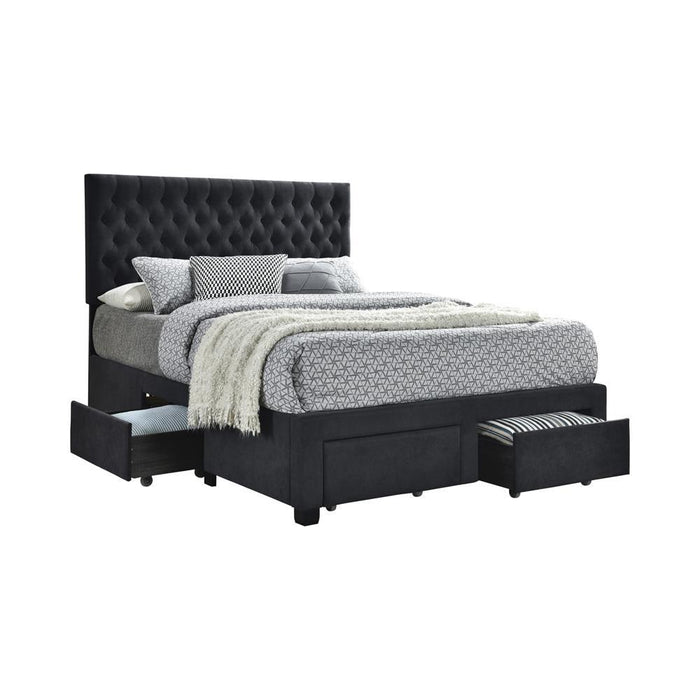 Soledad Eastern King 4-drawer Button Tufted Storage Bed Charcoal - Tony’s Furniture Store & Linen (GA) - Multi Location