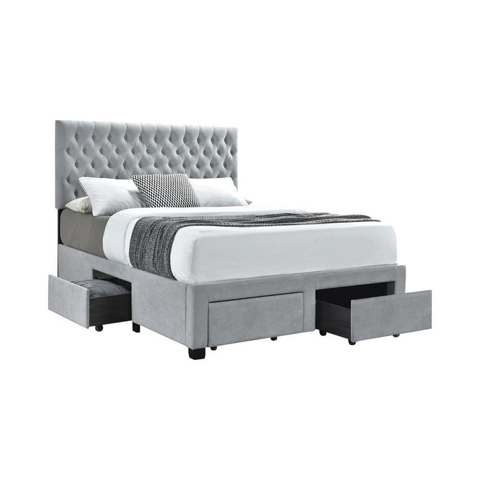 Soledad Queen 4-drawer Button Tufted Storage Bed Light Grey - Tony’s Furniture Store & Linen (GA) - Multi Location