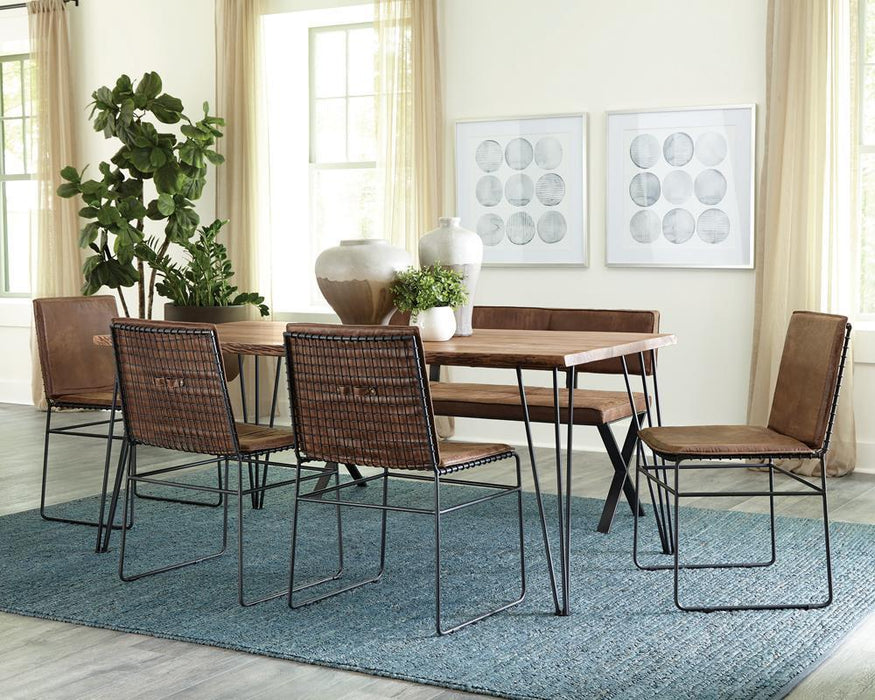 Abbott Upholstered Dining Bench Antique Brown and Matte Black - Tony’s Furniture Store & Linen (GA) - Multi Location