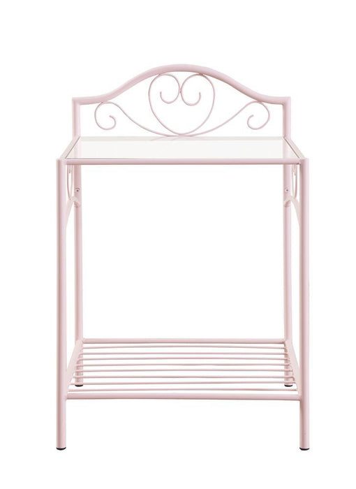 Massi 1-shelf Nightstand with Glass Top Powder Pink - Tony’s Furniture Store & Linen (GA) - Multi Location