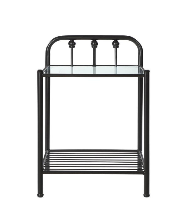 Livingston 1-shelf Nightstand with Glass Top Dark Bronze - Tony’s Furniture Store & Linen (GA) - Multi Location