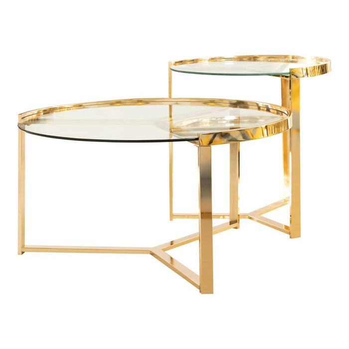Delia 2-piece Round Nesting Table Clear and Gold - Tony’s Furniture Store & Linen (GA) - Multi Location