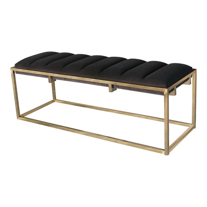 Lorena Tufted Cushion Bench Dark Grey and Gold - Tony’s Furniture Store & Linen (GA) - Multi Location