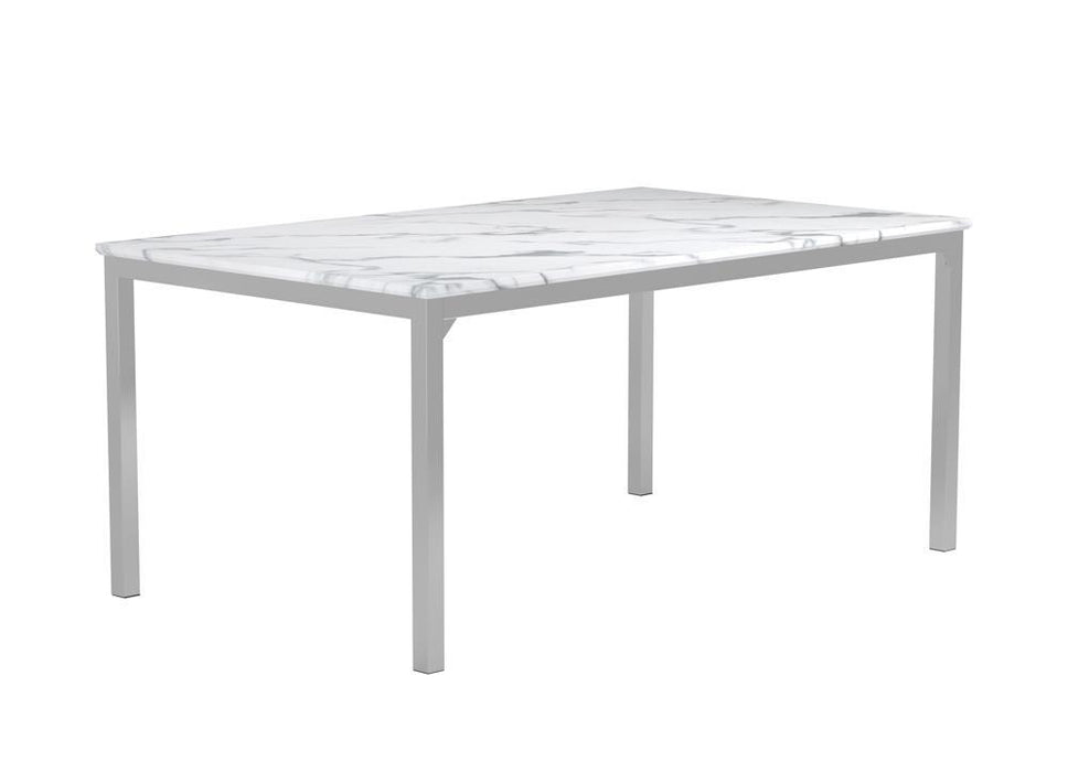 Athena Rectangle Dining Table with Marble Top Chrome - Tony’s Furniture Store & Linen (GA) - Multi Location