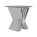 Taffeta V-shaped End Table with Glass Top Silver - Tony’s Furniture Store & Linen (GA) - Multi Location
