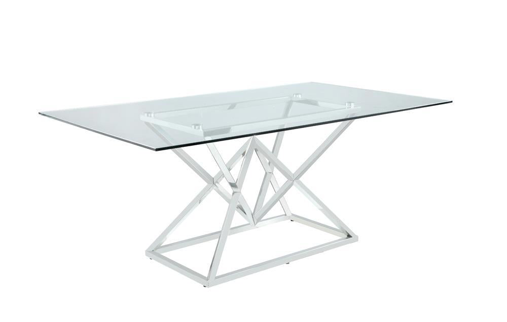 Beaufort Rectangle Glass Top Dining Table Chrome - Tony’s Furniture Store & Linen (GA) - Multi Location