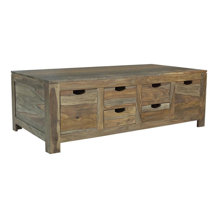 Esther 6-drawer Storage Coffee Table Natural Sheesham - Tony’s Furniture Store & Linen (GA) - Multi Location